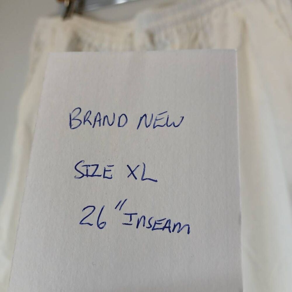 Ecupper womens xl linen cotton white pants Hi Rise Wide Leg cropped - Picture 5 of 10